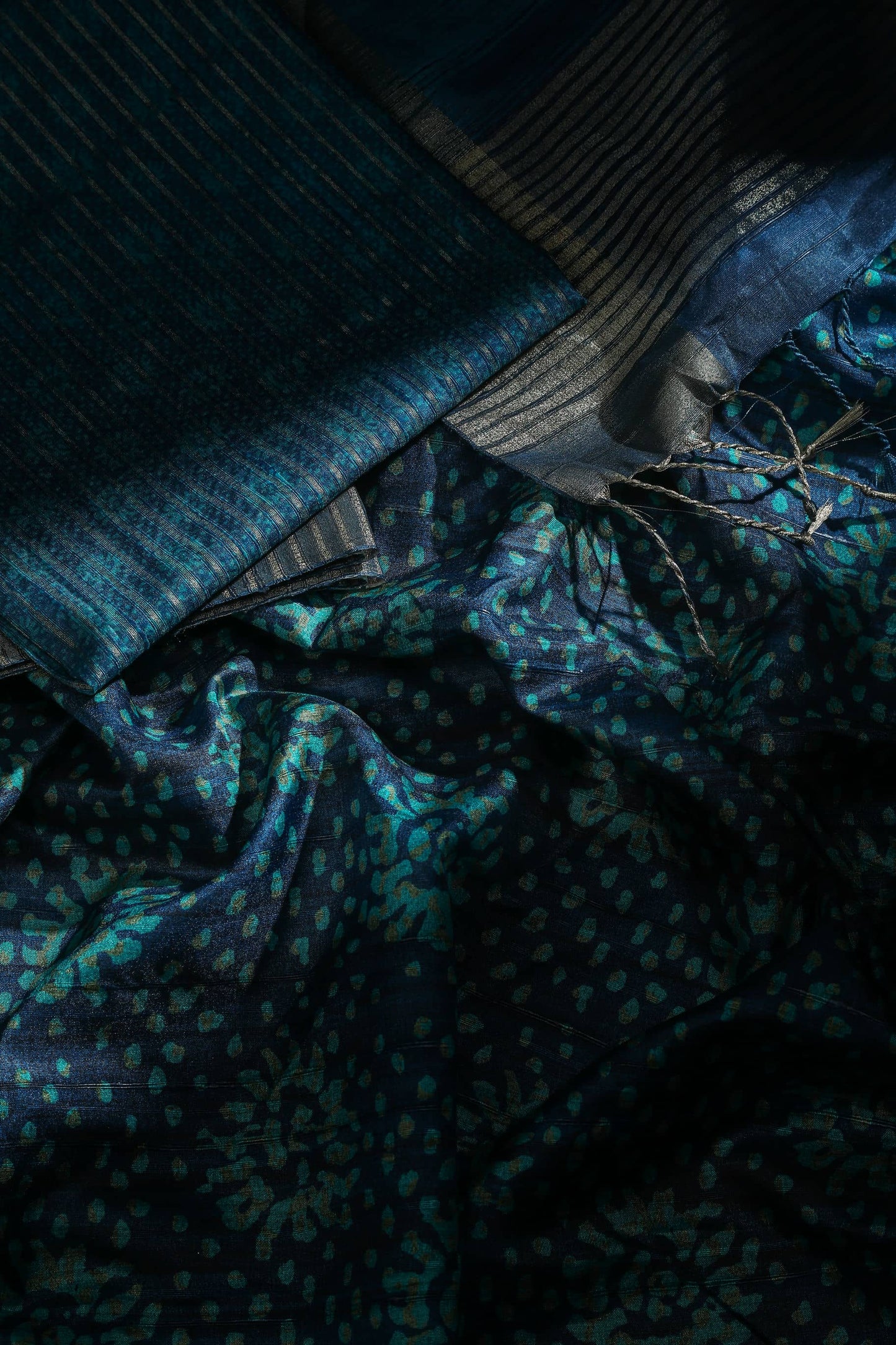 Spotted Indigo Chapa Handloom Tussar Saree C3 Geetha Creation