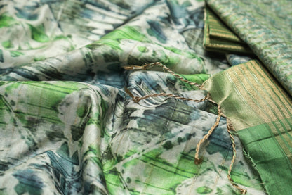 Forest Print Chapa Handloom Tussar Saree C3 Geetha Creation