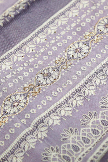 Rich Embroidered Pure Viscose Royal Purple Unstitched Suit Set Geetha Creation