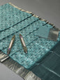 Ocean Marine Print Temple Border Chapa Handloom Tussar Saree