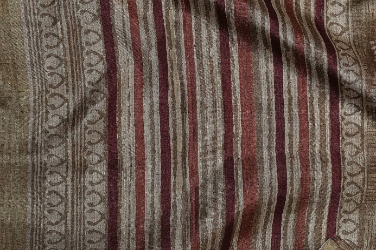 Earthy Ochre Tussar Fine Border Saree Geetha Creation