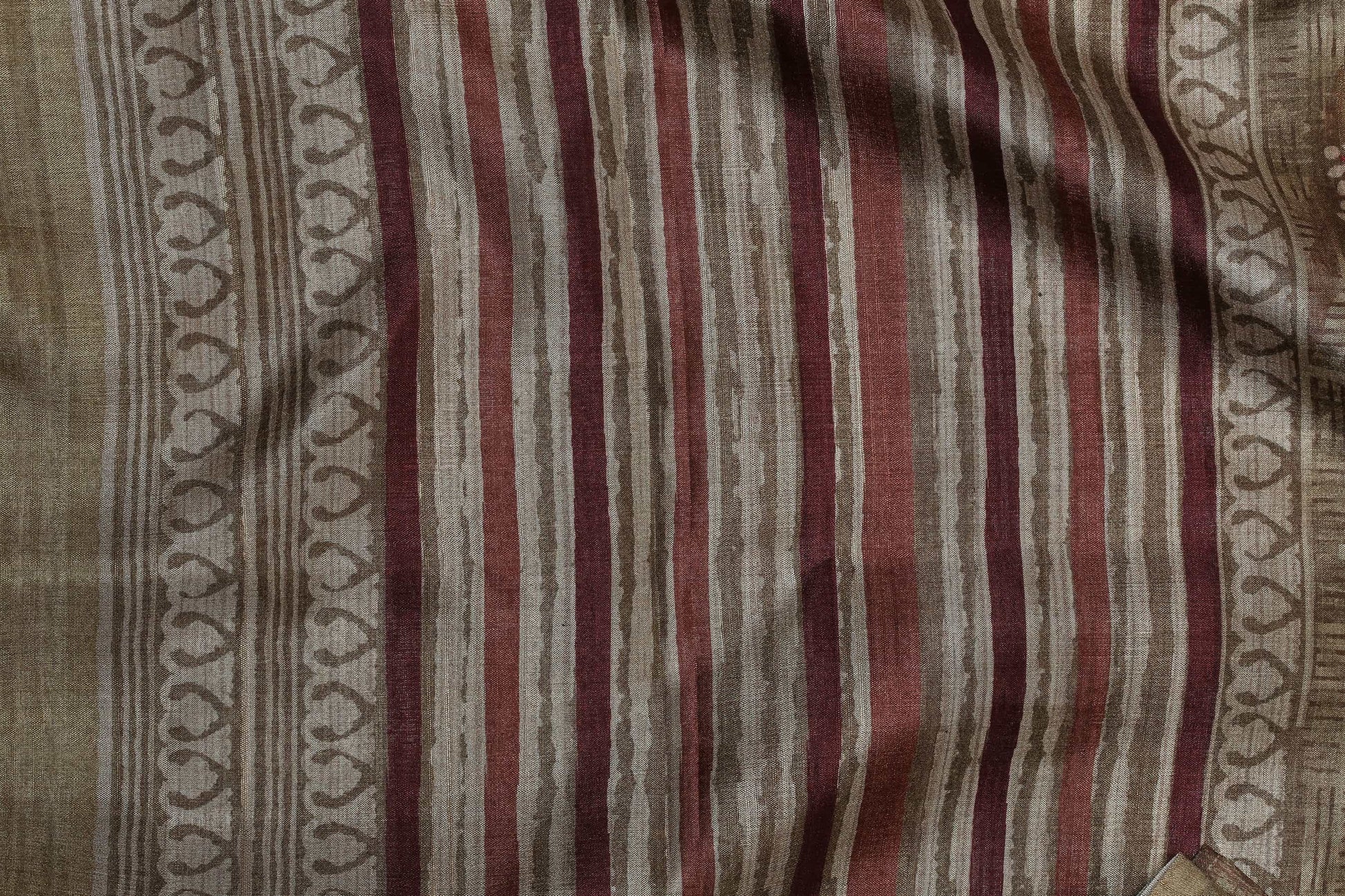 Earthy Ochre Tussar Fine Border Saree Geetha Creation