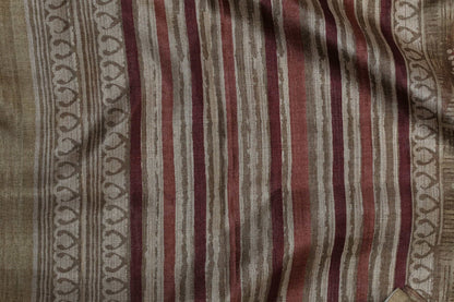 Earthy Ochre Tussar Fine Border Saree Geetha Creation