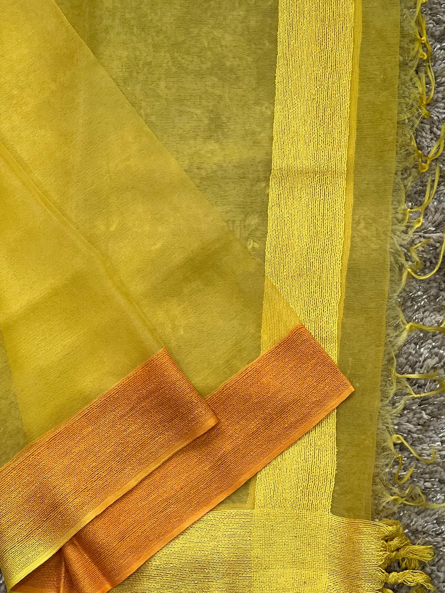 Sparkling Yellow Ombre Pure Organza Silk Unstitched Salwar Set Geetha Creation