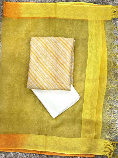 Sparkling Yellow Ombre Pure Organza Silk Unstitched Salwar Set Geetha Creation