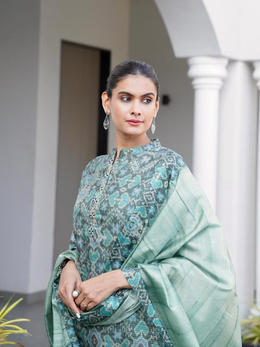 Neem Noor Patola Printed Ready to Wear Silk Kurti Set
